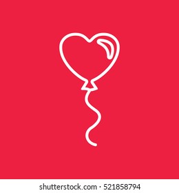 balloon gelium heart love line icon vector white on red