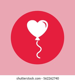 balloon gelium heart love simple icon on red circle
