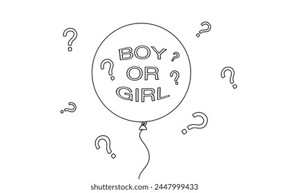 Balloon for gender party. Determining the gender of the child. A surprise for parents and guests. Vector illustration.