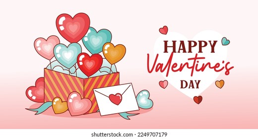Balloon And Gift Box Decoration, Banner, Vector, Illustration