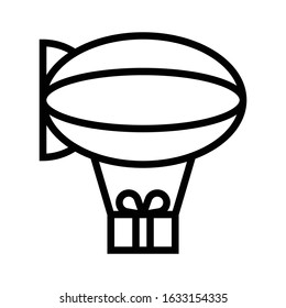 Balloon with Gift box vector illustration, line design icon