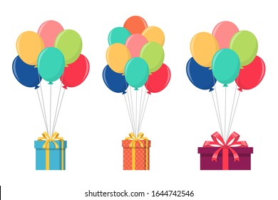Globo con ilustración de diseño vectorial giftbox aislado en fondo blanco