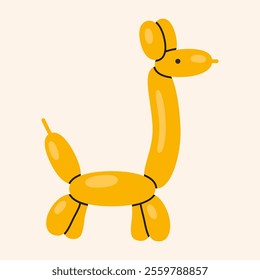 Balloon giraffe or llama, yellow Inflatable animal figurine, bubble element. Trendy modern vector illustration isolated on background, hand drawn, flat design