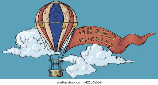 Balloon with "grand opening" advertising