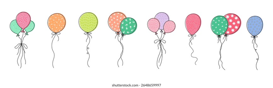 Balloon graphics collection, for design and decoration. Can be used in many ways such as stickers, scrapbooks, birthday cards, celebrations, Happy New Year, party decorations and many more.