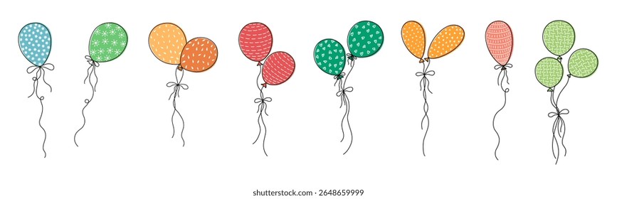 Balloon graphics collection, for design and decoration. Can be used in many ways such as stickers, scrapbooks, birthday cards, celebrations, Happy New Year, party decorations and many more.