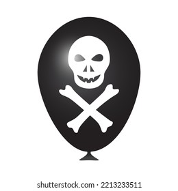 A balloon for Halloween. Realistic black ball with skull and bones.