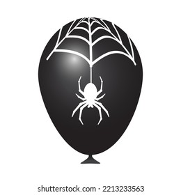 A balloon for Halloween. Realistic black ball with spider web and spider.