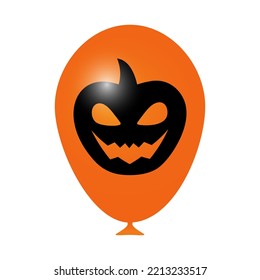 A balloon for Halloween. Realistic orange ball with a pumpkin.