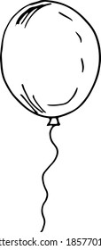 Globo. Ilustración vectorial dibujada a mano. Esbozo de Doodle. Vacaciones, decoración, cumpleaños, año nuevo, felicitaciones. Elemento separado en un fondo blanco. Línea blanca y negra.