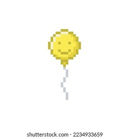 Balloon with happy face, pixel art character