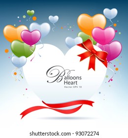 Balloon heart card happy valentine's day vector illustration