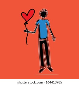 balloon heart design over orange background vector illustration 