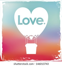 balloon heart design over red and blue background vector illustration