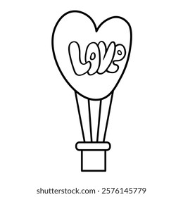 balloon as heart in doodle style. Element for decoration design mail posts postcards poster print invitation background backdrop wrapping wallpaper