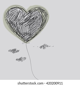 Balloon - heart. Hand drawing.