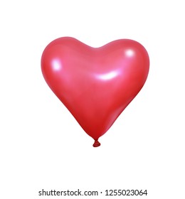Balloon heart isolated. Red realistic vector balloon for Valentine's Day. Helium heart shape balloon.