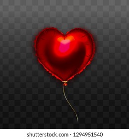 Balloon Heart on transparent background. Vector holiday illustration. Happy Valentines Day. Festive decoration