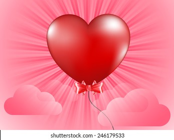 globo de corazón rojo al fondo del cielo