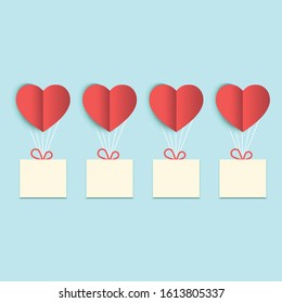 Balloon heart shape hang the gift box float. Happy Valentine's day. 