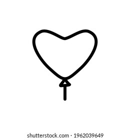 Balloon heart shape isolated on white background. Holiday element. Flying Birthday Heart balloon. Illustration for Party, Celebrations and Valentines day. Symbol of joyfulness, fun and love