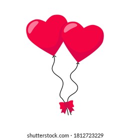 Balloon with heart shape and red color vector illustration isolated on white background 