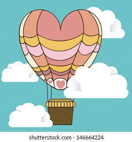 balloon hearth over sky background vector illustration 