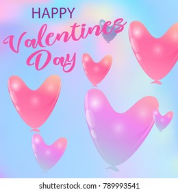 Balloon Hearts holiday illustration of flying balloon hearts. Valentines Day or Wedding invitation festive decoration.