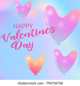 Balloon Hearts holiday illustration of flying balloon hearts. Valentines Day or Wedding invitation festive decoration.