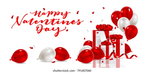 Balloon Hearts holiday illustration of flying red balloon hearts. Valentines Day or Wedding invitation festive decoration