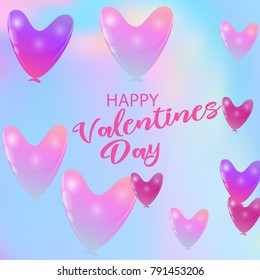 Balloon Hearts holiday illustration of flying balloon hearts. Valentines Day or Wedding invitation festive decoration.