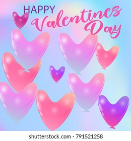 Balloon Hearts holiday illustration of flying balloon hearts. Valentines Day or Wedding invitation festive decoration.