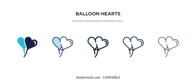 balloon hearts icon in different style vector illustration. two colored and black balloon hearts vector icons designed in filled, outline, line and stroke style can be used for web, mobile, ui