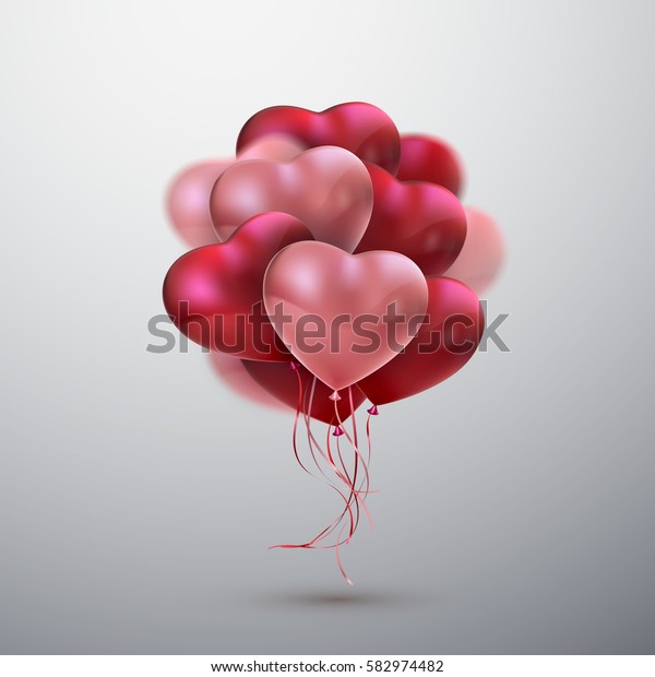 Balloon Hearts Vector Holiday Illustration Flying Stock Vector (Royalty ...