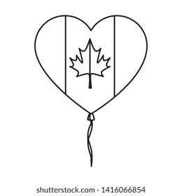 balloon helium with canadian flag and heart shape