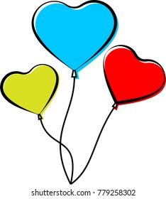 Balloon, Helium Filled Balloon In Red Green Blue Color Vector Art Illustration