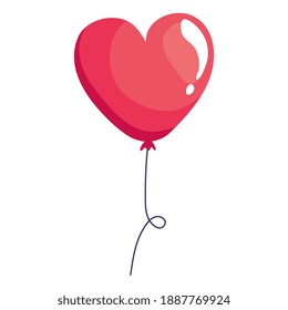 balloon helium floating with heart shape vector illustration design