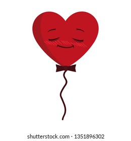 balloon helium with heart male kawaii character shape