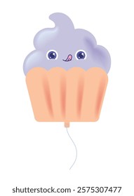 balloon helium kawaii cupcake isolated