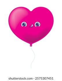 balloon helium kawaii heart isolated