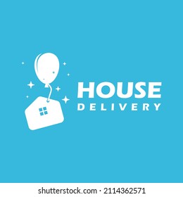 Balloon home fly moving real estate icon logo design Premium