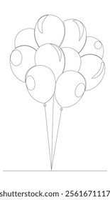 Balloon icon. Birthday balloon continuous one line drawing celebration concept. Party balloon silhouette