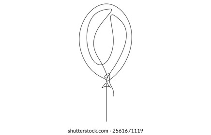 Balloon icon. Birthday balloon continuous one line drawing celebration concept. Party balloon silhouette