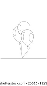 Balloon icon. Birthday balloon continuous one line drawing celebration concept. Party balloon silhouette