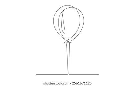 Balloon icon. Birthday balloon continuous one line drawing celebration concept. Party balloon silhouette