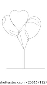 Balloon icon. Birthday balloon continuous one line drawing celebration concept. Party balloon silhouette