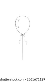 Balloon icon. Birthday balloon continuous one line drawing celebration concept. Party balloon silhouette