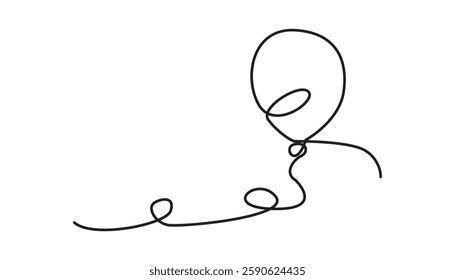 Balloon icon. Birthday balloon continuous one line drawing celebration concept. Party balloon