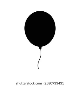 Balloon icon. Black balloon silhouette vector illustration isolated on white background.