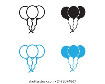 Balloon icon black and white vector outline sign